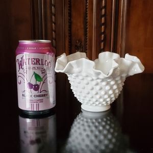 Fenton Hobnail Milk Glass 6 5/8" Double Crimped Bowl